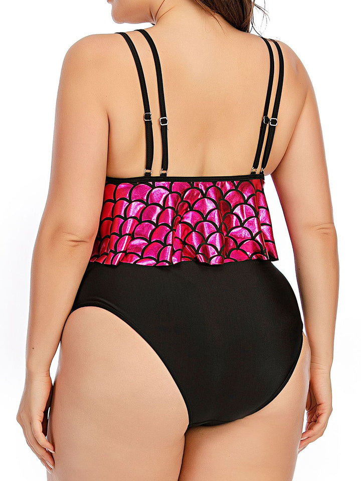 Plus Size Fish-Scale Tankini Set - vintage fashion, retro style