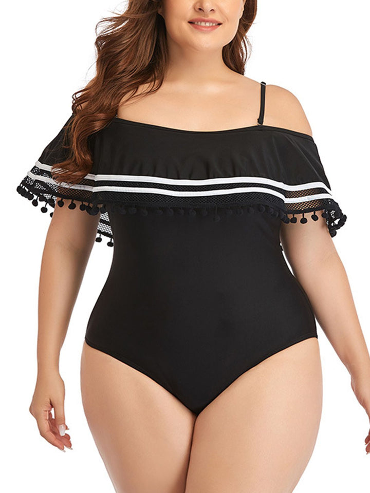 Plus Size Ruffled Stripes Swimsuit: timeless style reimagined