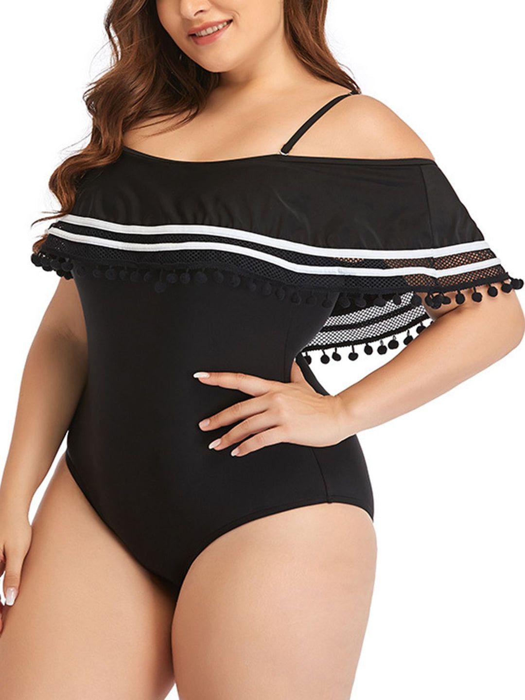 Plus Size Ruffled Stripes Swimsuit — vintage elegance for the modern woman
