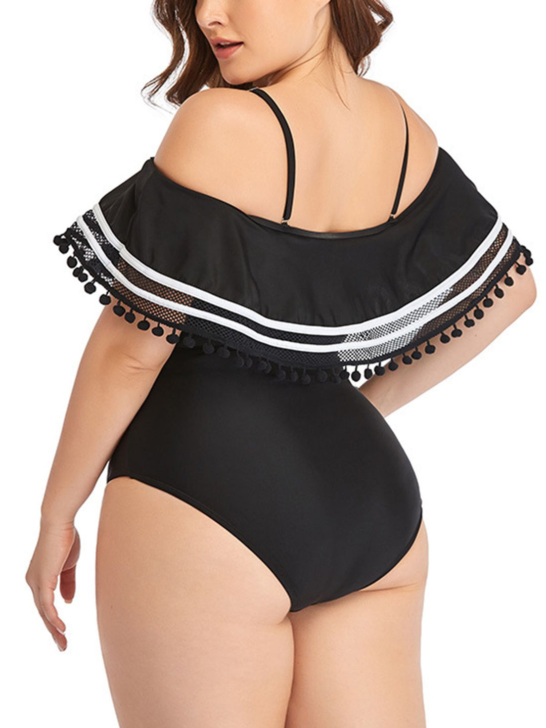 Plus Size Ruffled Stripes Swimsuit: timeless style reimagined