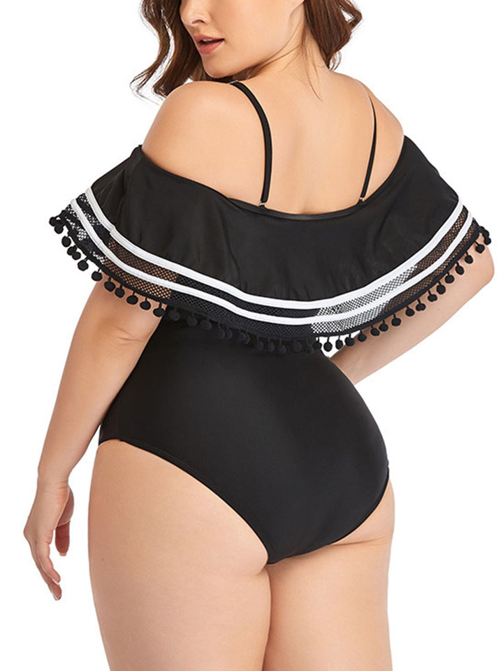 Plus Size Ruffled Stripes Swimsuit: timeless style reimagined