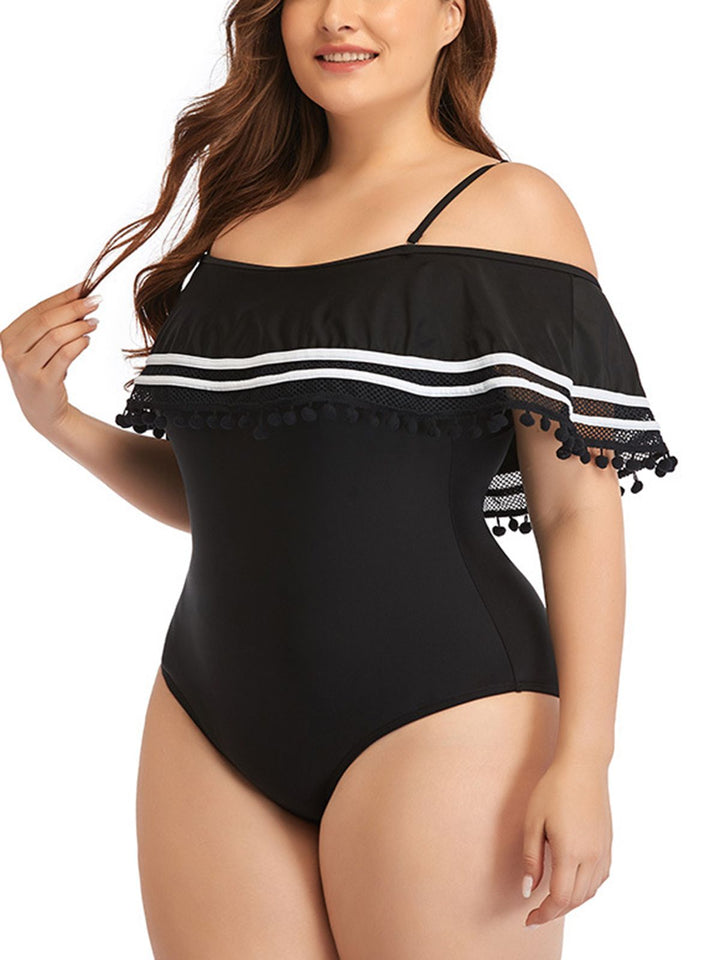 Plus Size Ruffled Stripes Swimsuit — vintage elegance for the modern woman