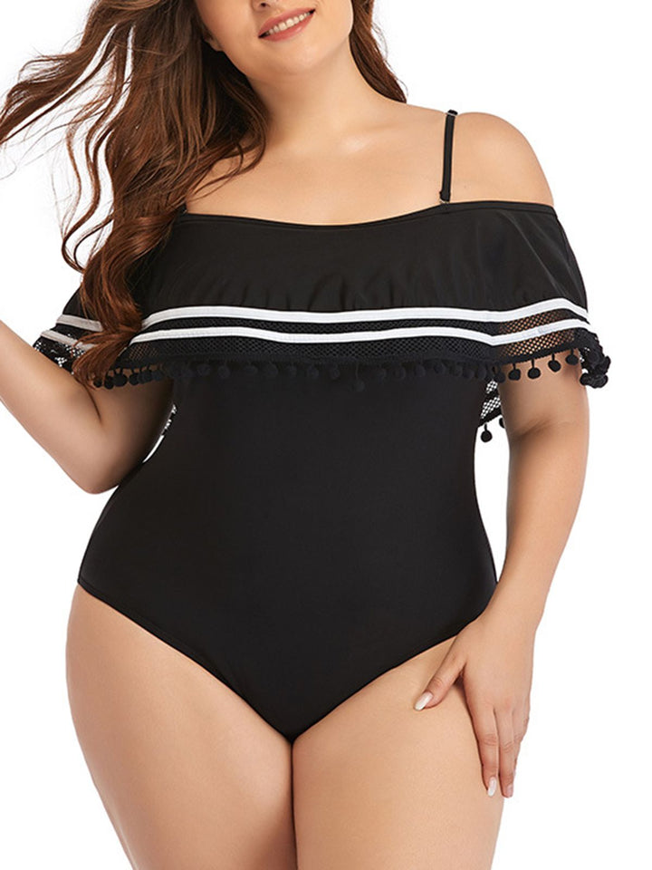Plus Size Ruffled Stripes Swimsuit: timeless style reimagined