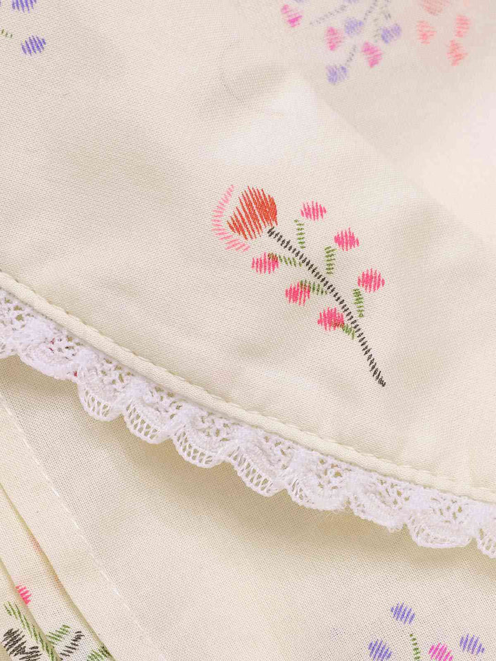 Pure Cotton 1940s Puff Sleeves Floral Dress: where 1940s romance meets her modern spirit
