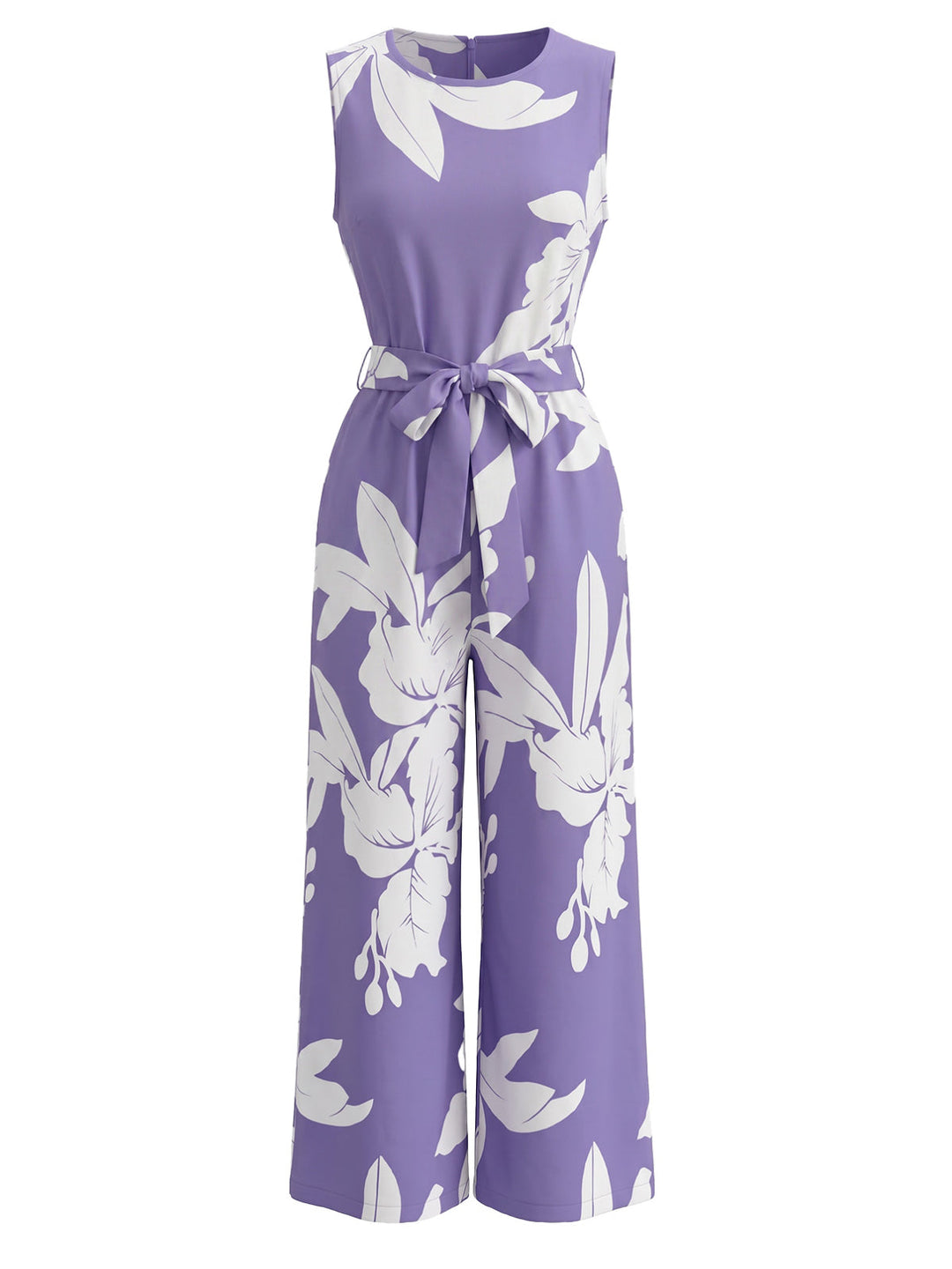 Elegant Purple 1930s Vintage Floral Jumpsuit 3