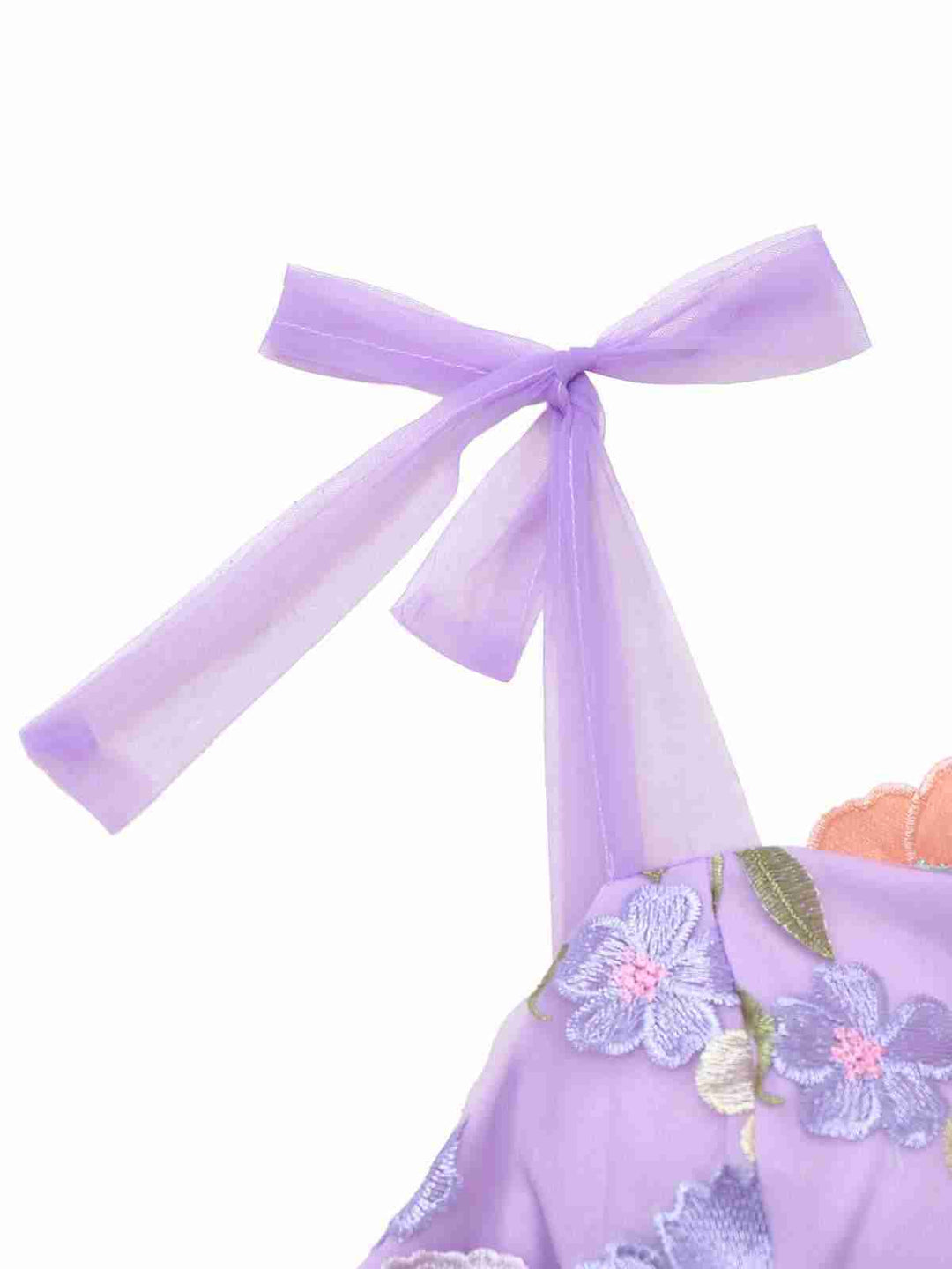 Purple 1940s 3D Floral Bow Strap Mesh Dress - vintage dress, retro fashion