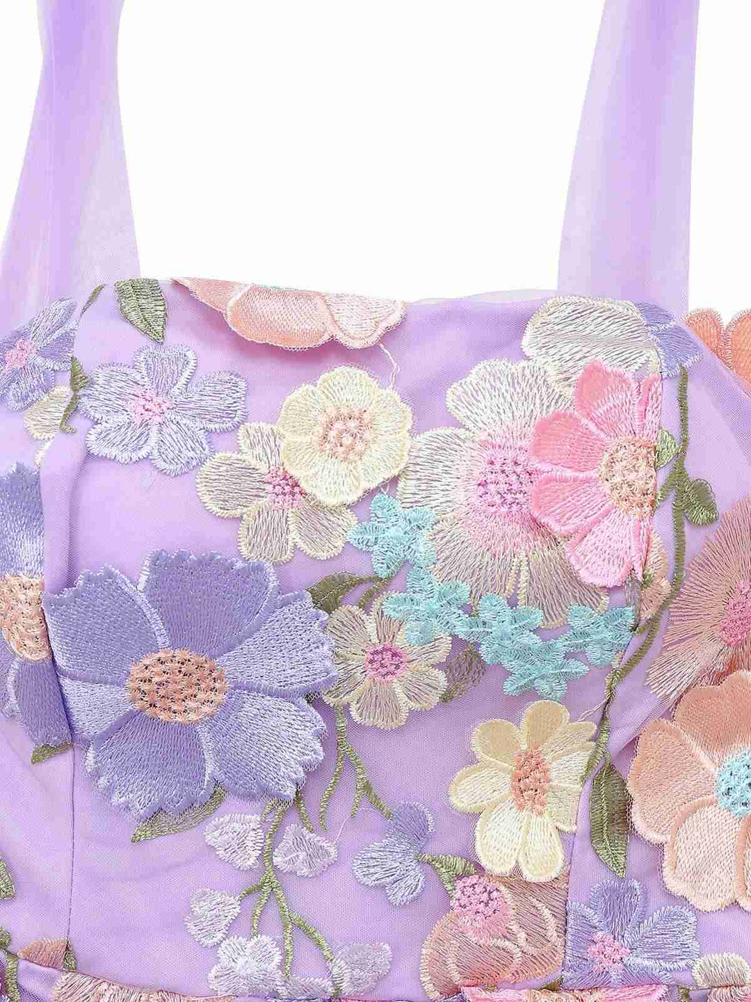 Purple 1940s 3D Floral Bow Strap Mesh Dress - vintage dress, retro fashion