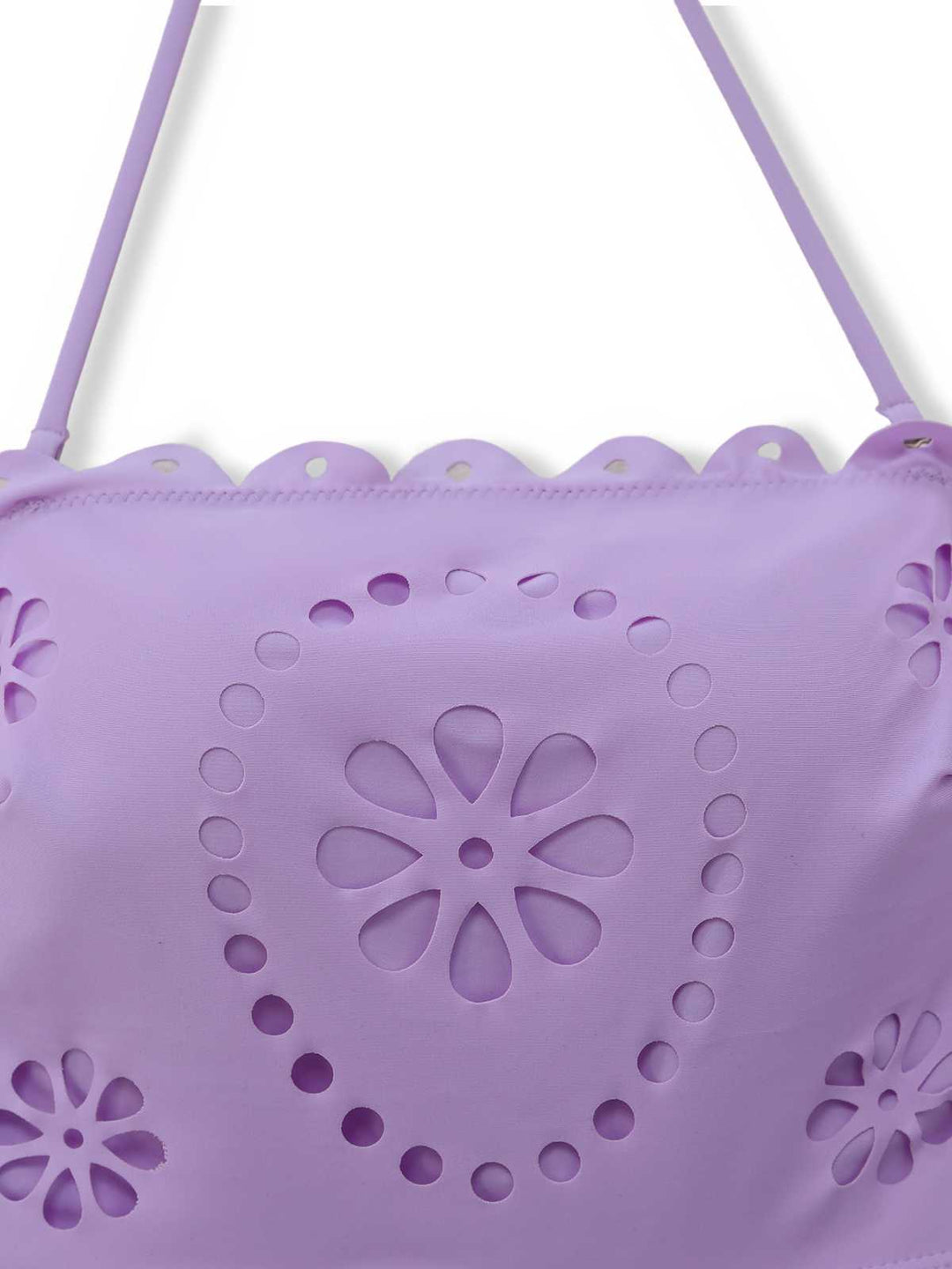 Purple 1940s Halter Scalloped Eyelet Tankini Set - vintage fashion, retro style, classic elegance for vintage lovers
