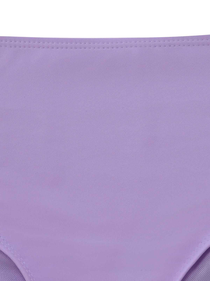 Purple 1940s Halter Scalloped Eyelet Tankini Set: beautiful vintage fashion, retro style, classic elegance with timeless appeal