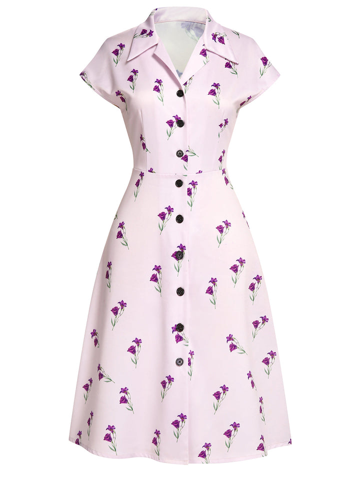 [Pre-Sale] Purple 1940s Petunia Lapel Dress, vintage dress, retro fashion - perfect for women who love vintage and retro fashion