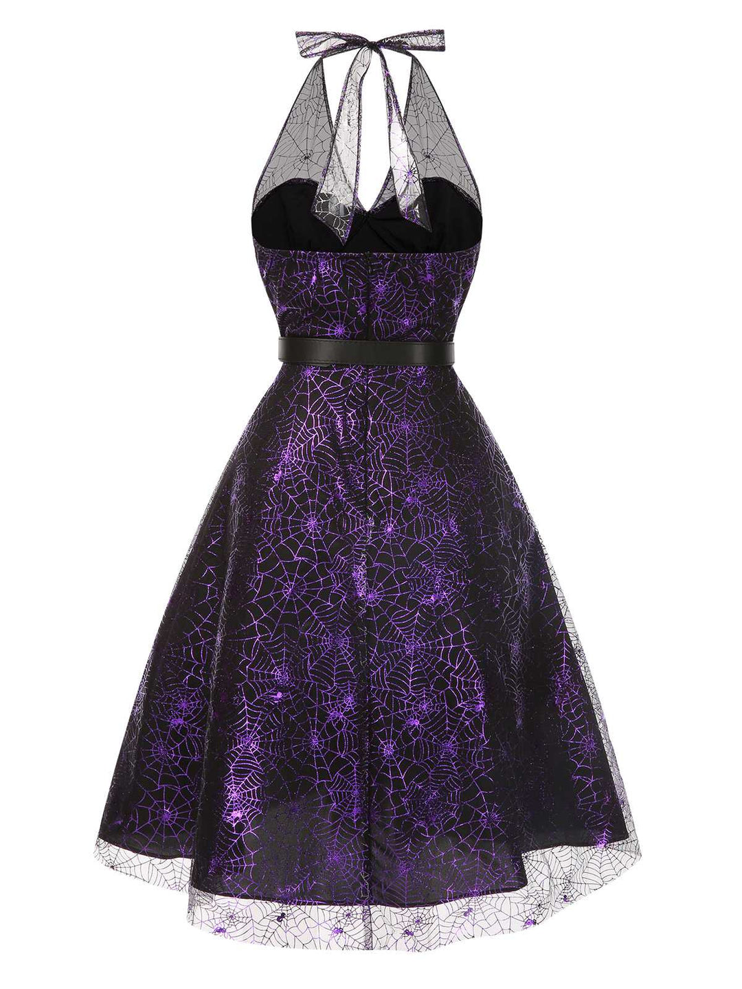 Purple 1950s Laser Mesh Spiderweb Halter Dress, vintage dress, retro fashion, rockabilly, pin-up fashion - perfect for women who love vintage and retro fashion