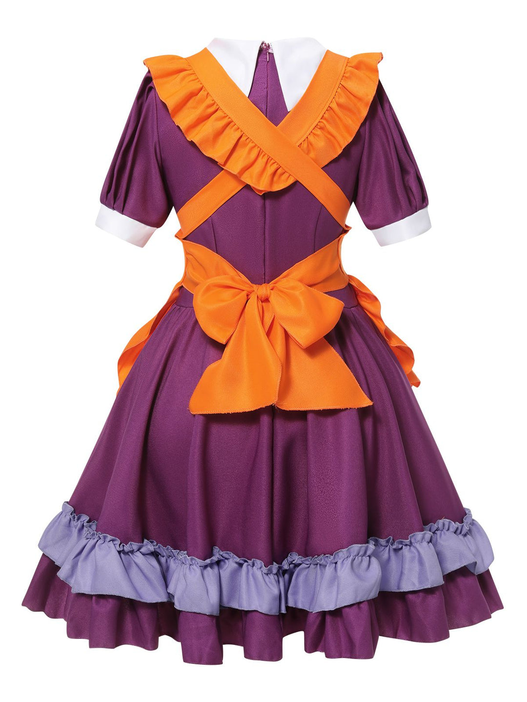 Purple 1950s Oktoberfest Bow Ruffled Hem Dress: where 1950s romance meets her modern spirit