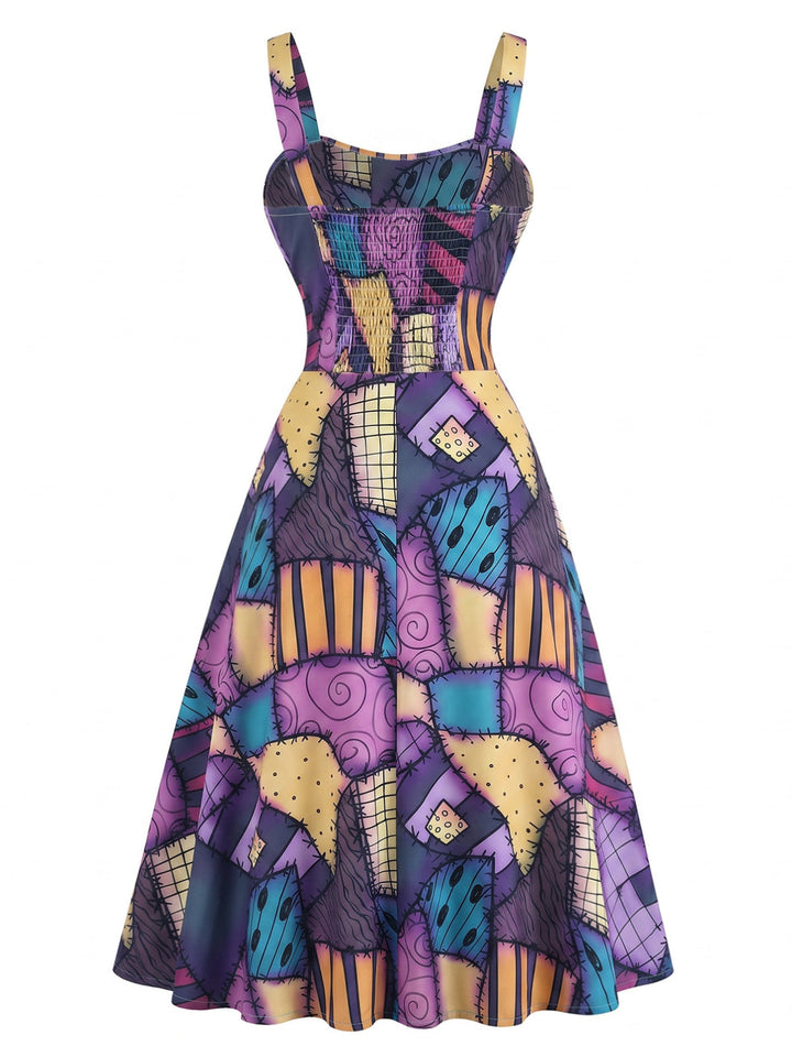 1950s Floral Square Neck Dress 2