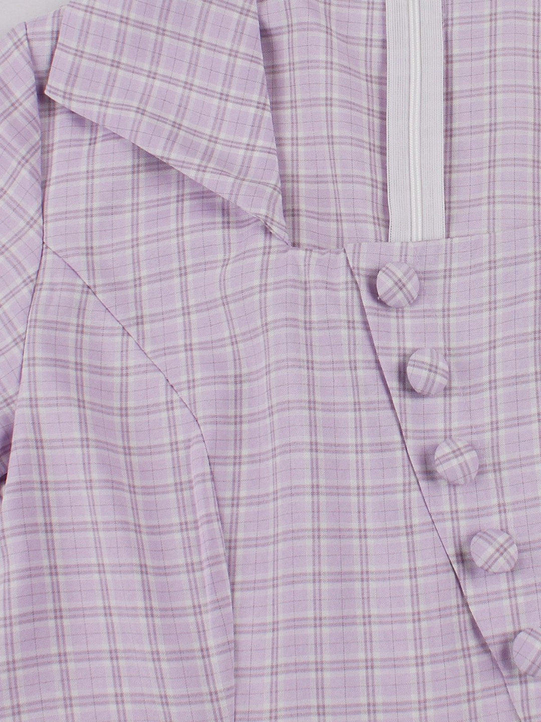 Purple 1950s Plaid Square Neck Button Swing Dress - vintage dress, retro fashion, rockabilly