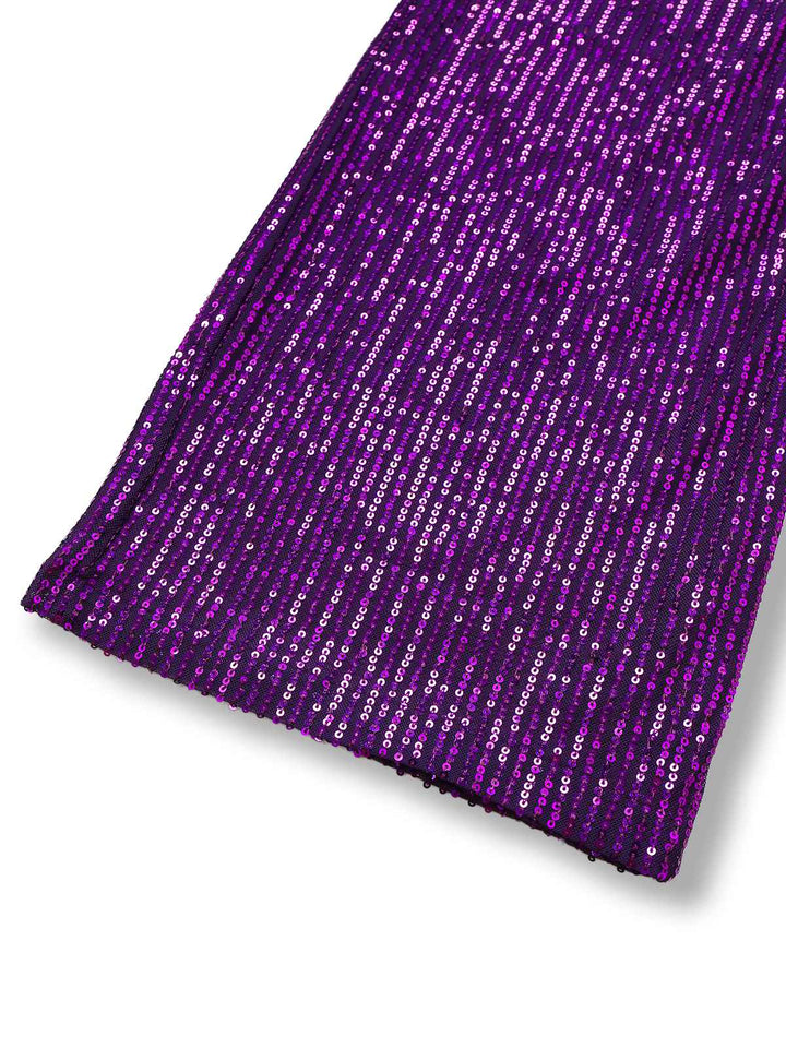 Purple 1970s Sequin One-Shoulder Jumpsuit - vintage jumpsuit, retro fashion