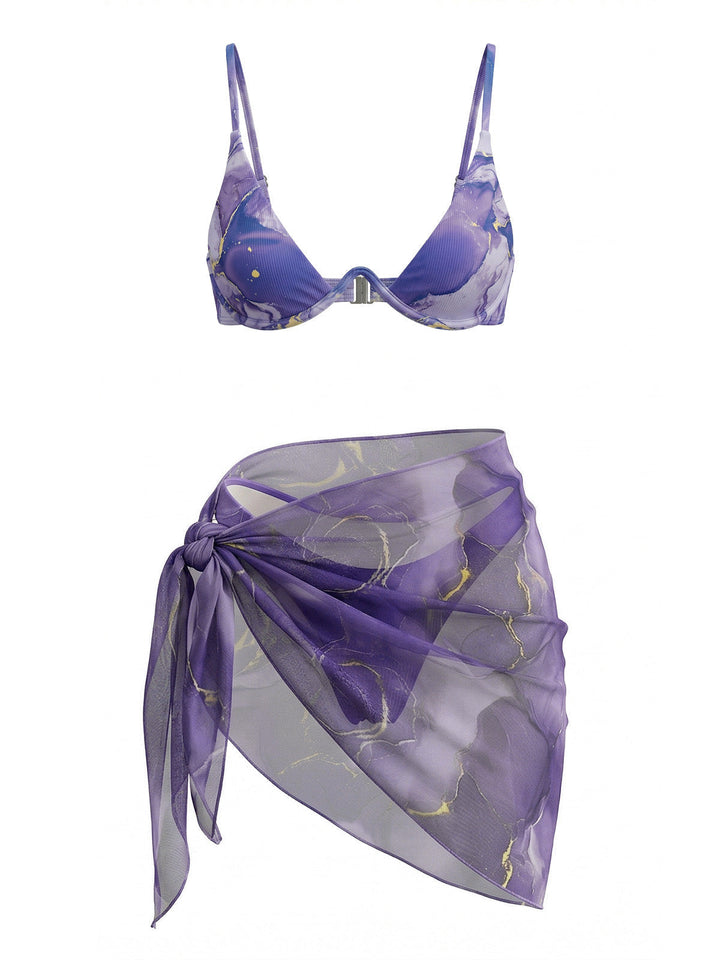 Purple Three-Piece Bikini Set 4