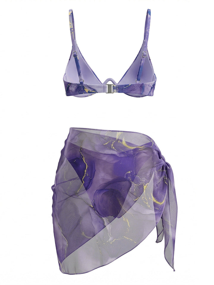 Purple Three-Piece Bikini Set 5
