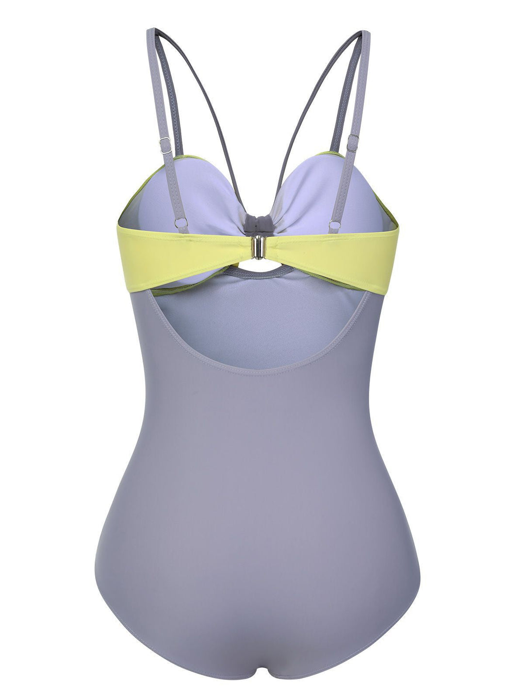 Purple &amp; Yellow 1950s Cut Out Contrast Bow Swimsuit, vintage swimsuit, pin-up swimwear - perfect for women who love vintage and retro fashion