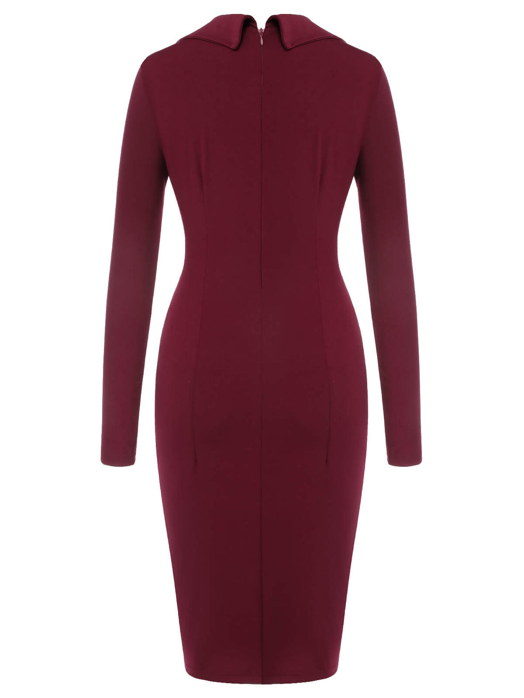 Purplish Red 1940s Solid Long Sleeved Lapel Dress, vintage dress, retro fashion - perfect for women who love vintage and retro fashion