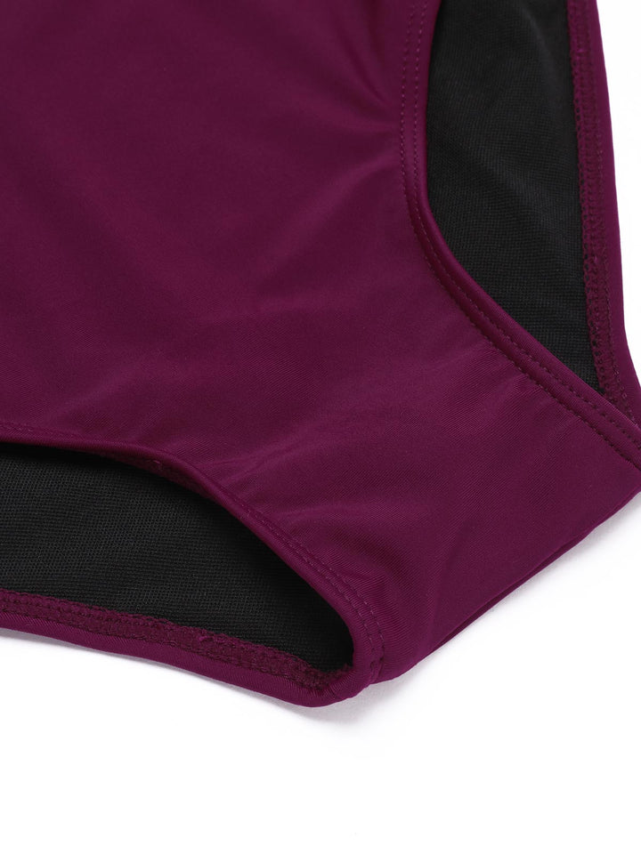 Raspberry Purple 1960s V-Neck One-piece Swimsuit — vintage elegance for the modern woman