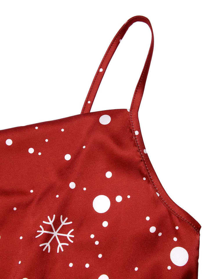 Red 1930s Christmas Strap Snowflake Mermaid Dress: timeless style reimagined