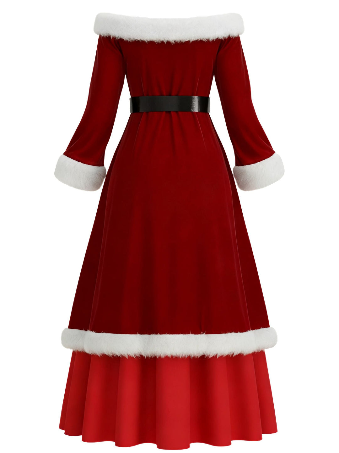 Red 1930s Christmas Velvet Faux Fur Trim Dress - vintage dress, retro fashion, elegant red