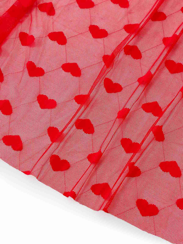 Red Heart Mesh Strap Nightdress - vintage dress, retro fashion, elegant red