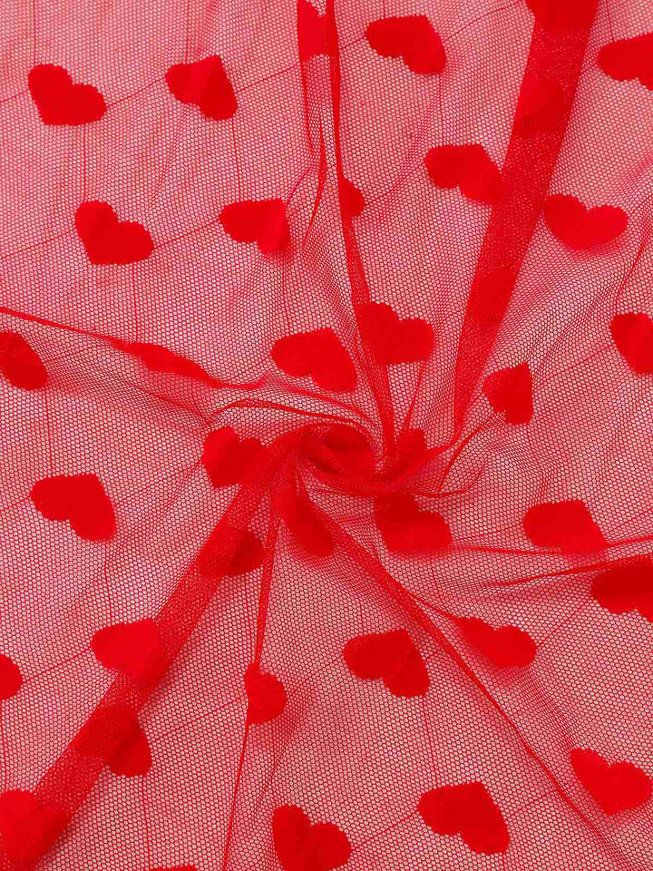 Red Heart Mesh Strap Nightdress - vintage dress, retro fashion, elegant red