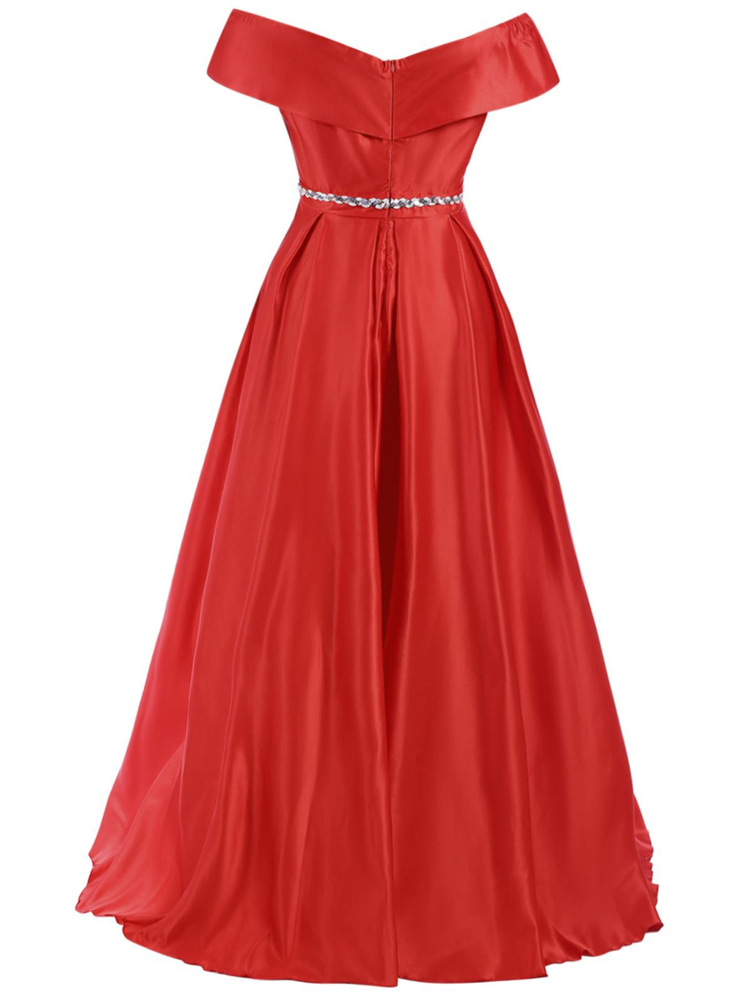 This Red 1930s Off-Shoulder Maxi Evening Dress wraps her in 1930s elegance, one twirl at a time