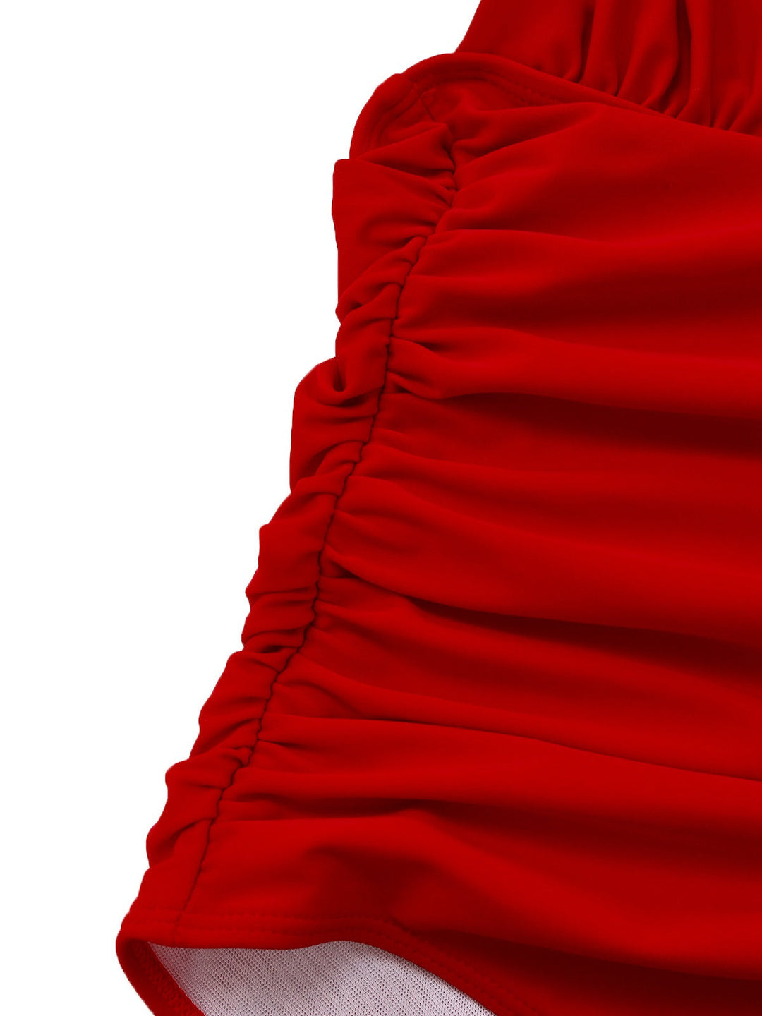 Red 1930s Ruched Halter Hollow One-Piece Swimsuit — because 1930s glamour never goes out of style