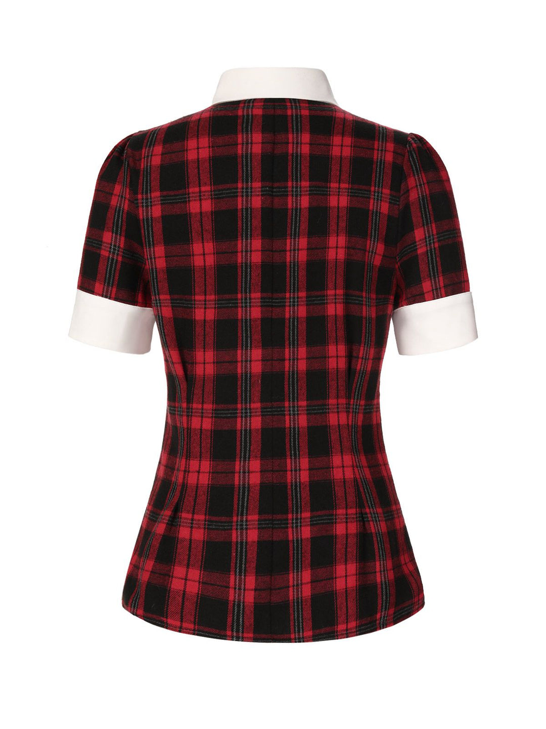 Red 1930s Shirt Collar Gingham Plaid Top - vintage fashion, retro style, elegant red