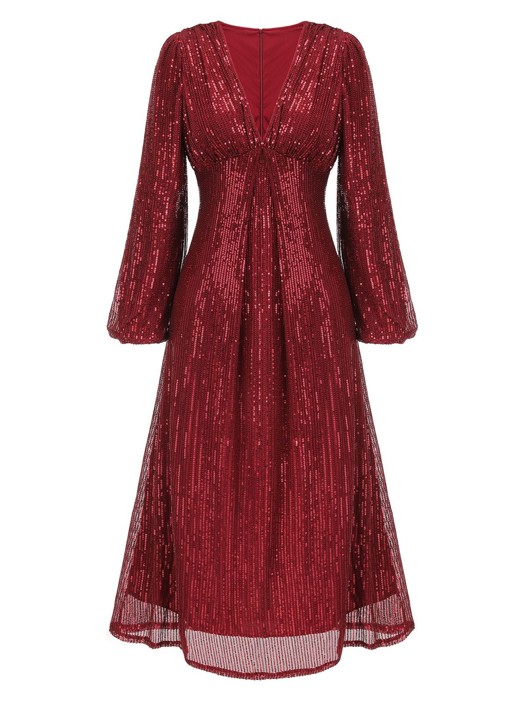 Red 1930s Solid Sequined V-Neck Shift Dress, vintage dress, retro fashion - perfect for women who love vintage and retro fashion