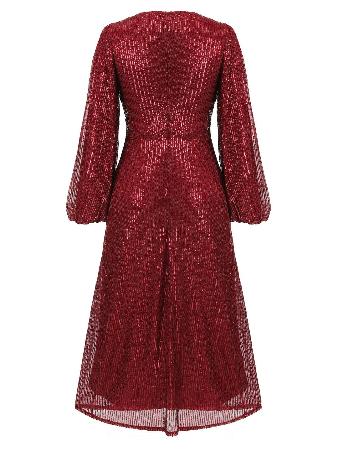 Red 1930s Solid Sequined V-Neck Shift Dress, vintage dress, retro fashion - perfect for women who love vintage and retro fashion