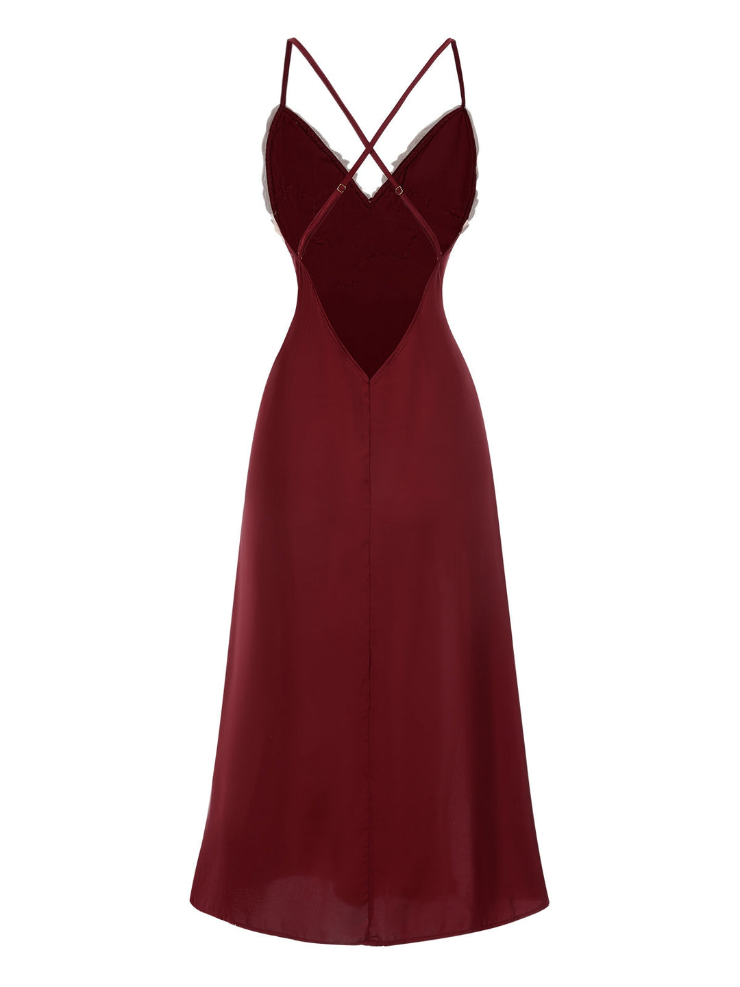 Red Spaghetti Straps Side-Slit Lace Nightgown: where romance meets her modern spirit