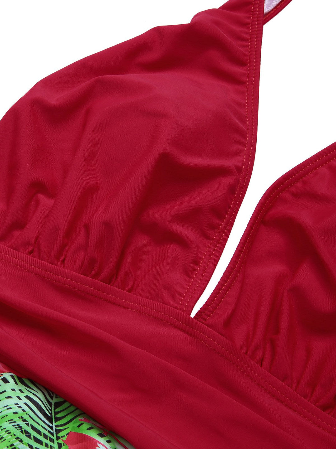 Red 1930s Tropical Plants One-Piece Swimsuit, vintage swimsuit, pin-up swimwear - perfect for women who love vintage and retro fashion