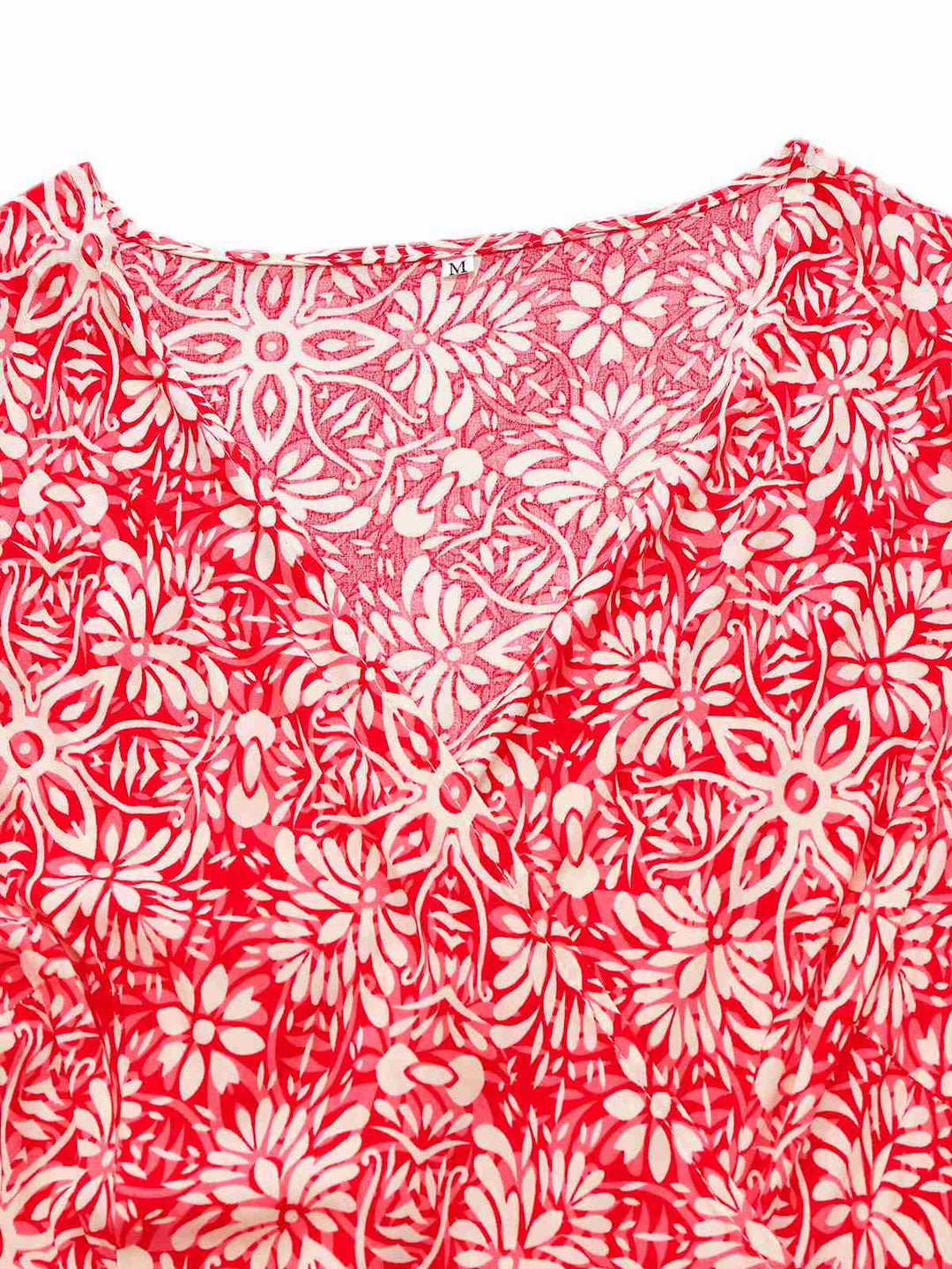Red 1940s Boho Floral Wrap Dress - vintage dress, retro fashion, elegant red