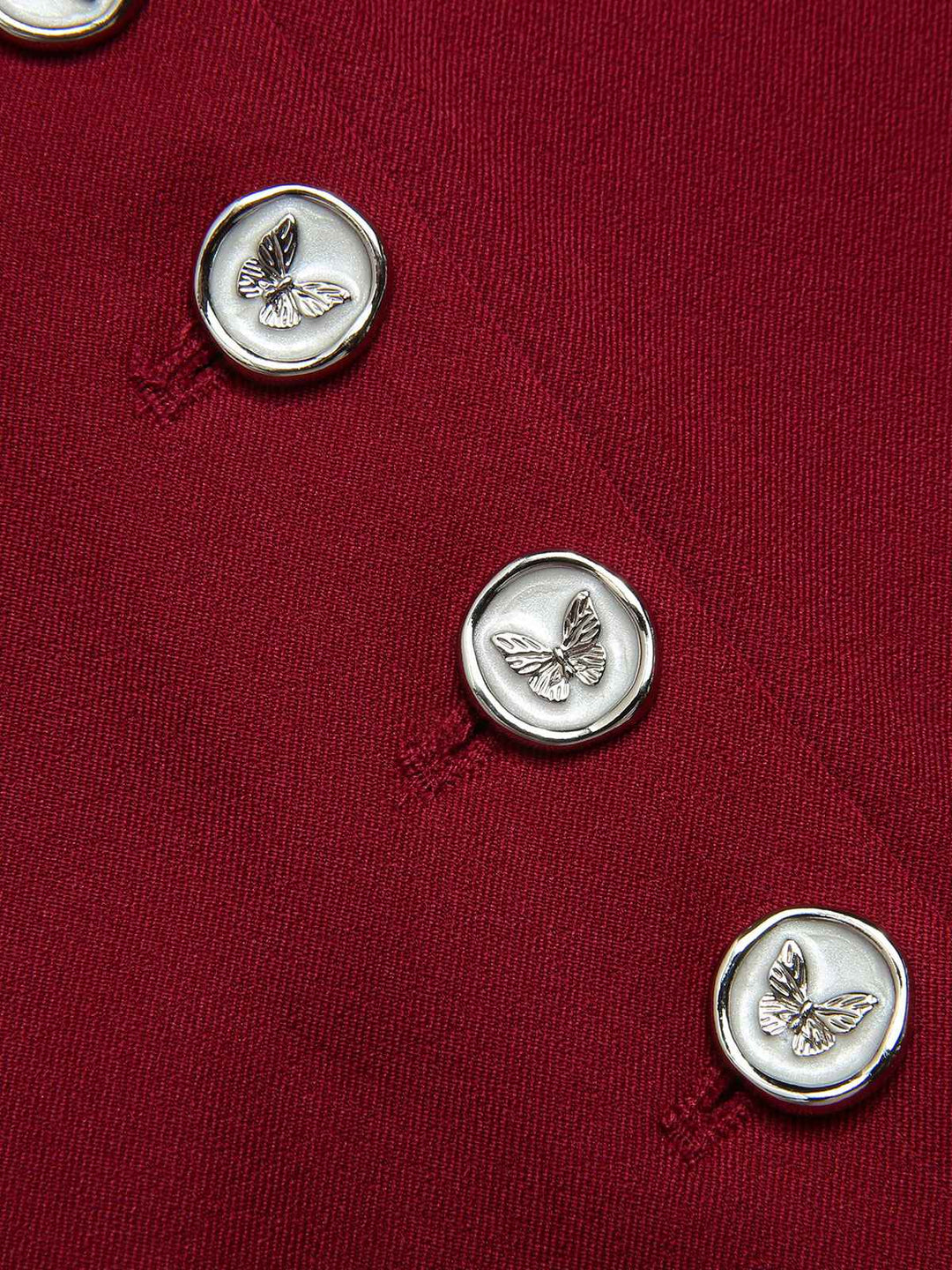 Red 1940s Buttoned Solid Skirt: 1940s grace for the woman who dances through life