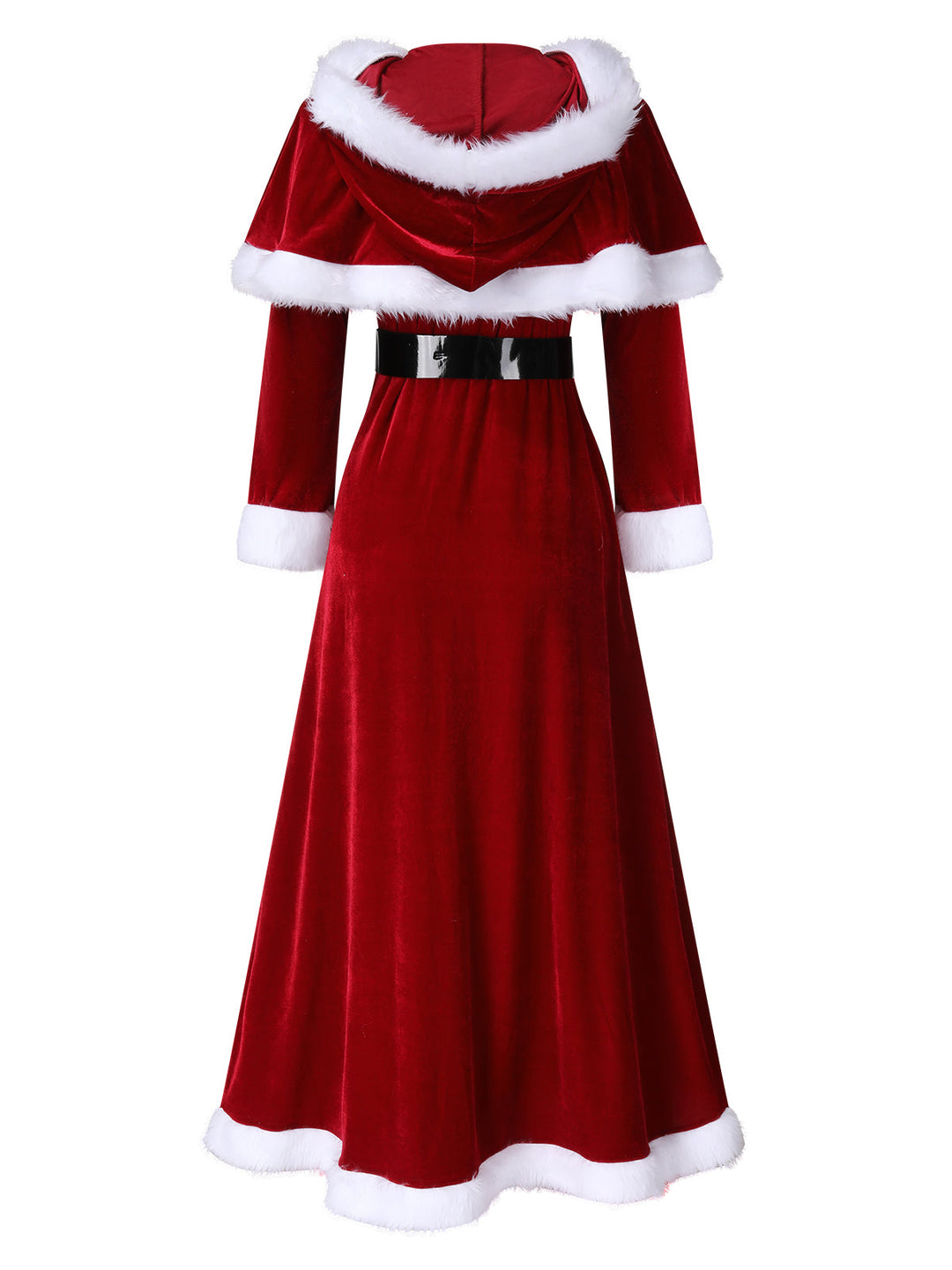 This Red 1940s Christmas Velvet Hooded Cloak Dress wraps her in 1940s elegance, one twirl at a time