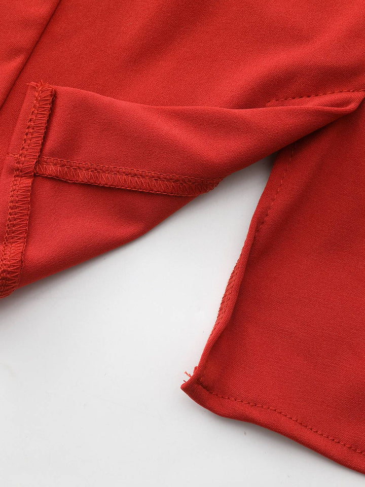 Red 1940s Diagonal Button Stand Collar Coat - vintage fashion, style, elegant red