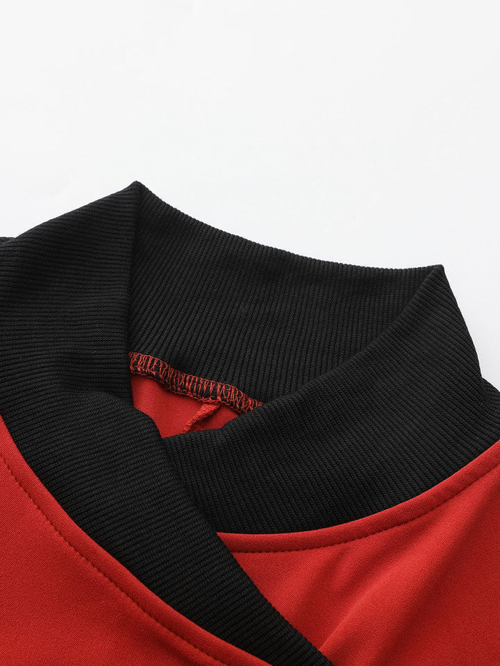 Red 1940s Diagonal Button Stand Collar Coat - vintage fashion, style, elegant red