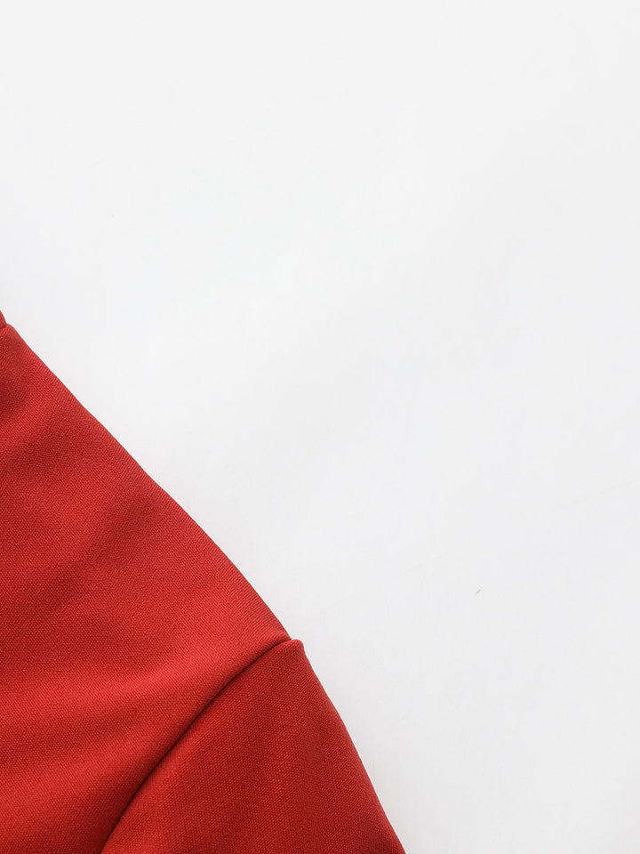 Red 1940s Diagonal Button Stand Collar Coat - vintage fashion, style, elegant red