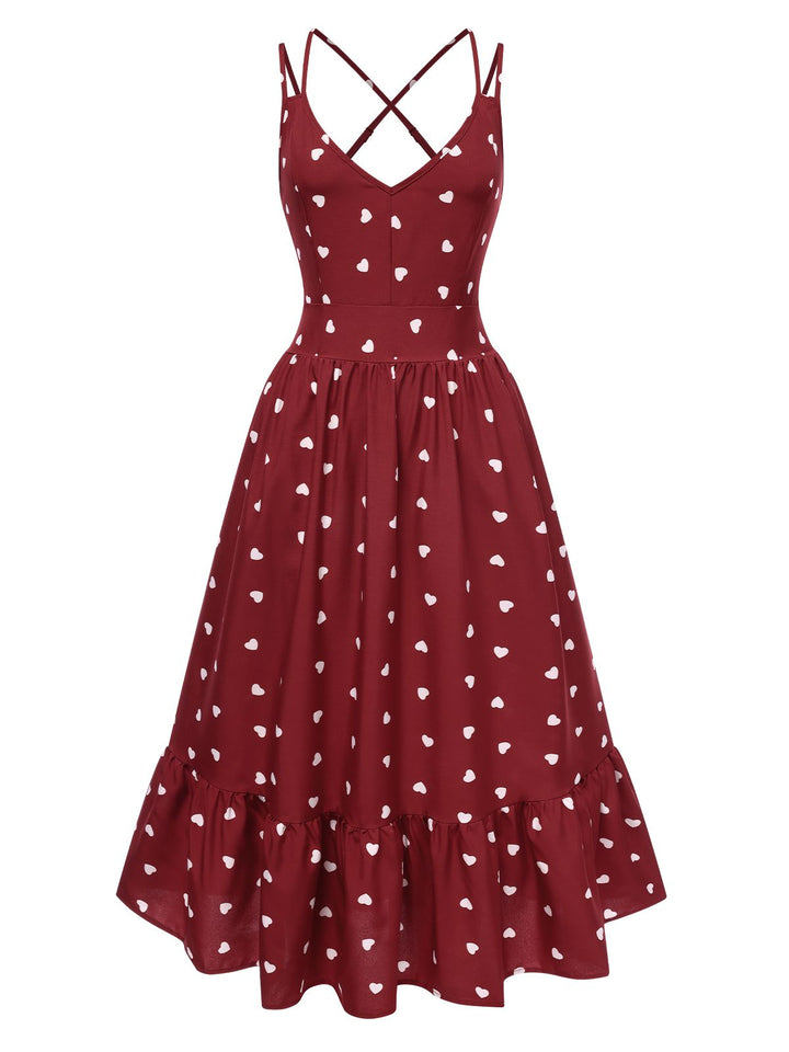 1940s Heart Print VNeck Sleeveless | 1940s | vintage dress, retro fashion