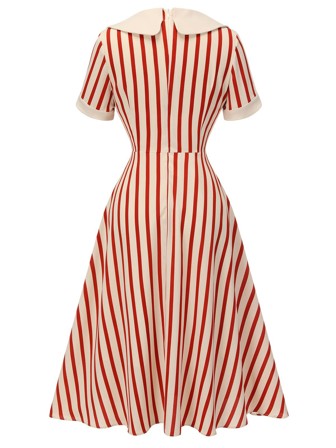 Red 1940s Lapel Vertical Stripes Dress, vintage dress, retro fashion - perfect for women who love vintage and retro fashion