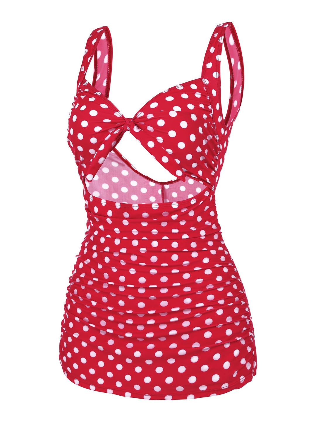 Red Polka Dot Strap One-Piece Swimsuit — vintage elegance for the modern woman