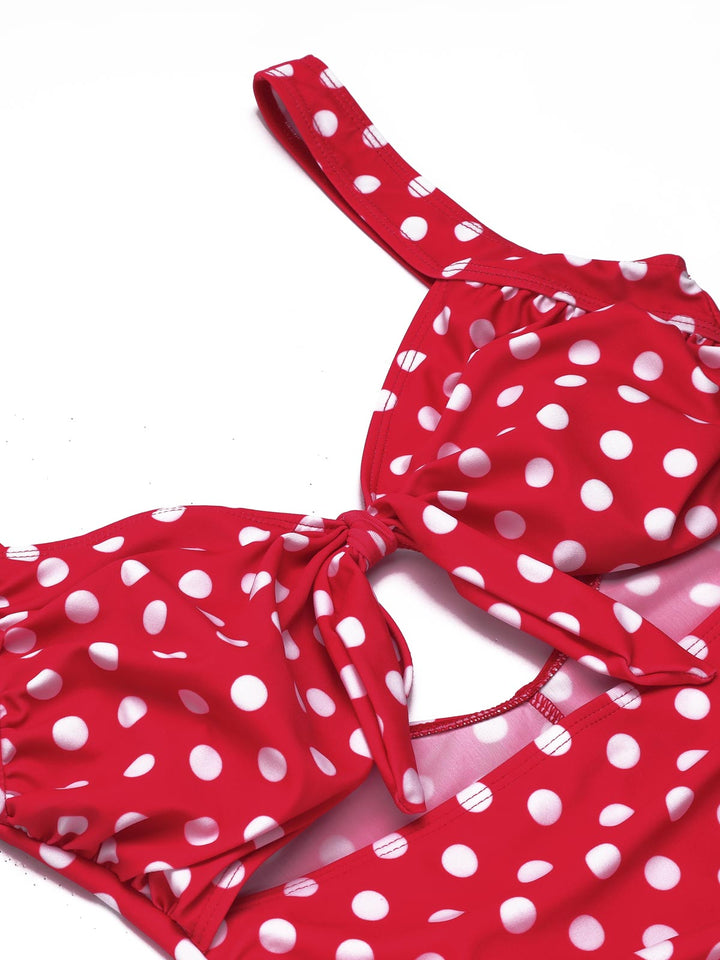 Red Polka Dot Strap One-Piece Swimsuit — vintage elegance for the modern woman
