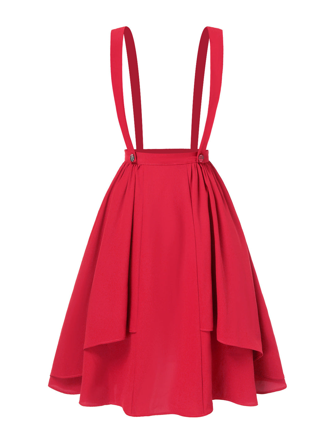 Red 1940s Solid Layered Suspender Skirt: 1940s grace for the woman who dances through life