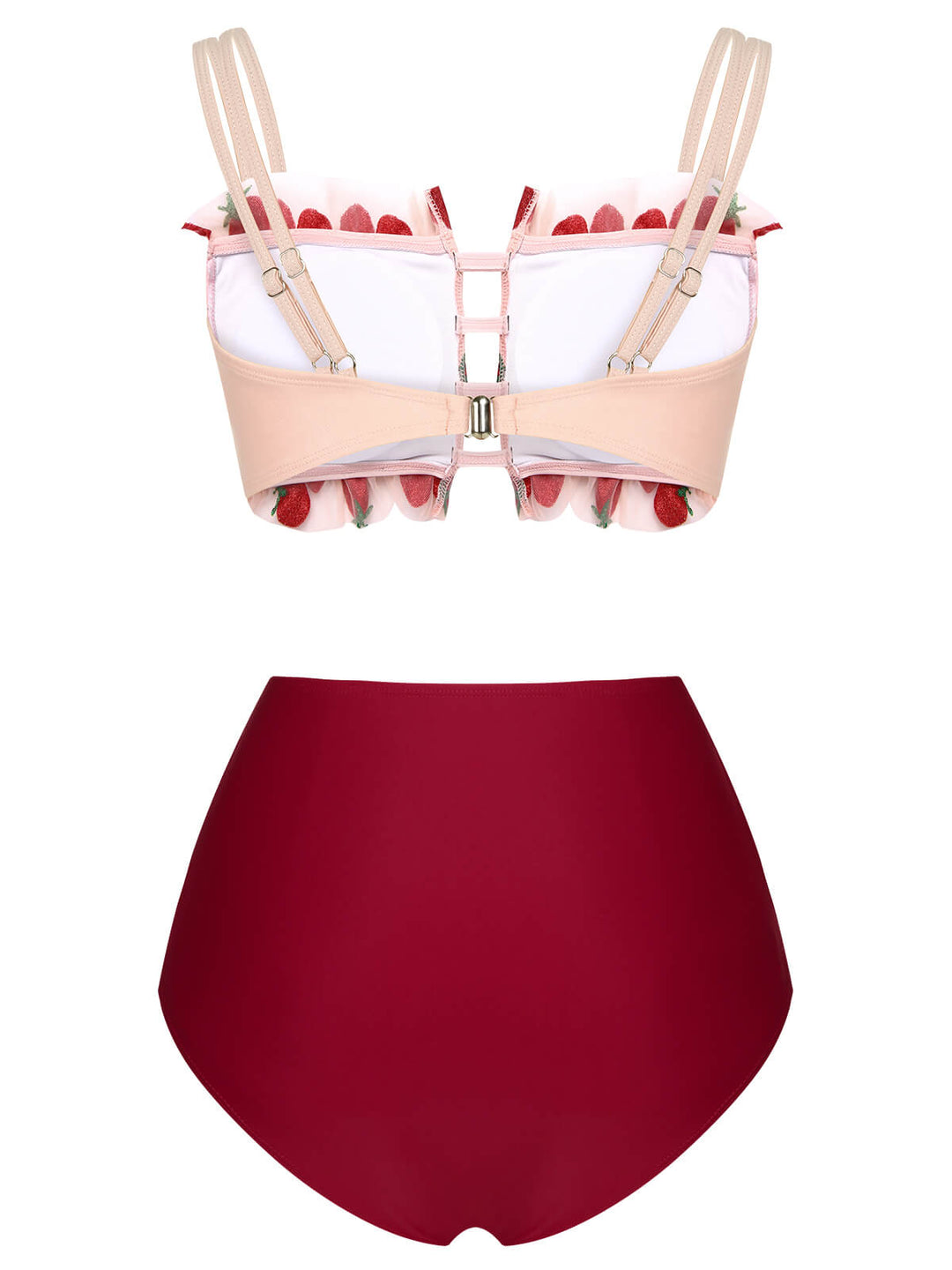 Red 1940s Strawberry Mesh Strap Swimsuit, vintage swimsuit, pin-up swimwear - perfect for women who love vintage and retro fashion