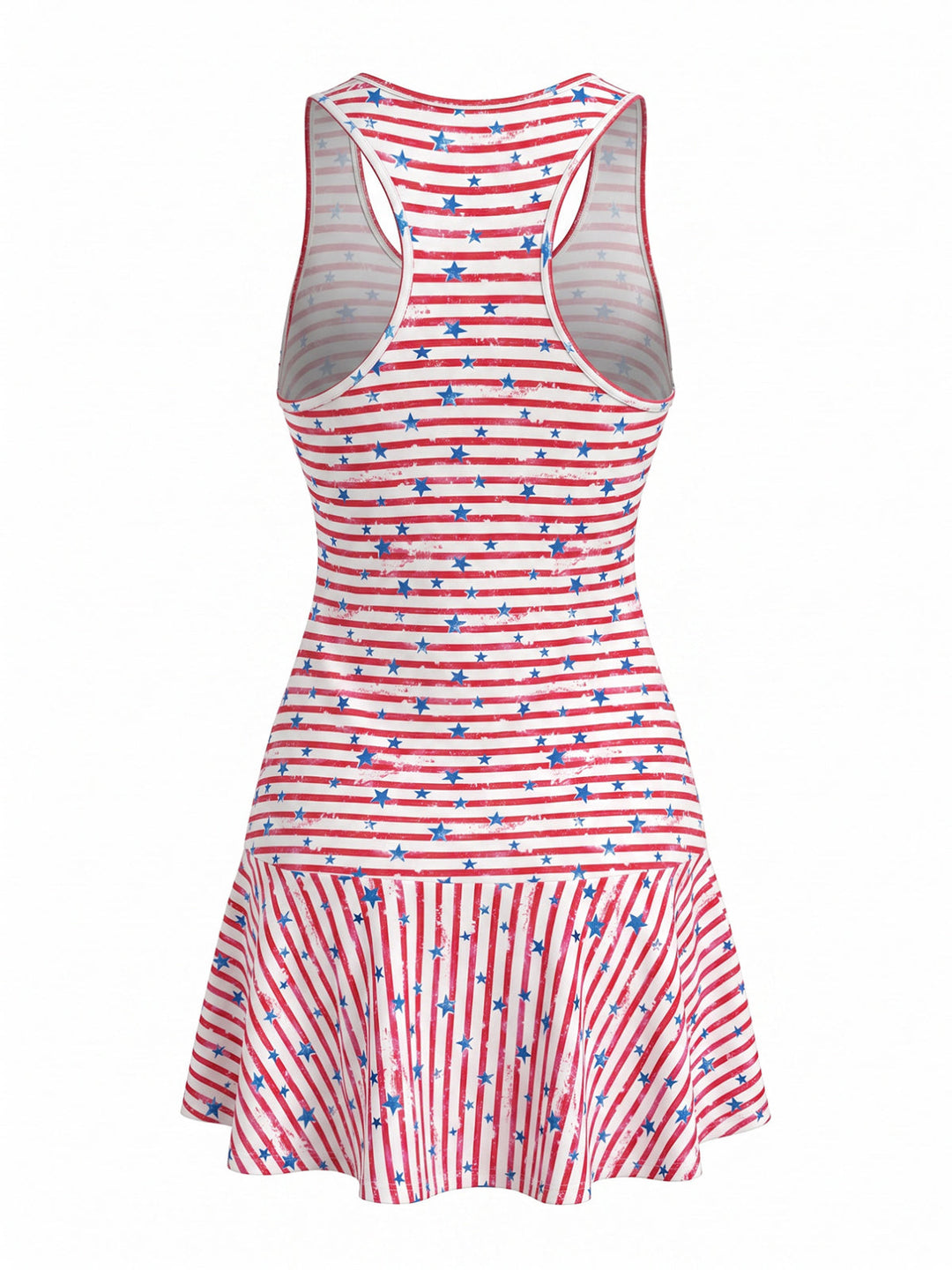 Red 1940s Striped &amp; Star Sleeveless Dress - vintage dress, retro fashion for vintage lovers