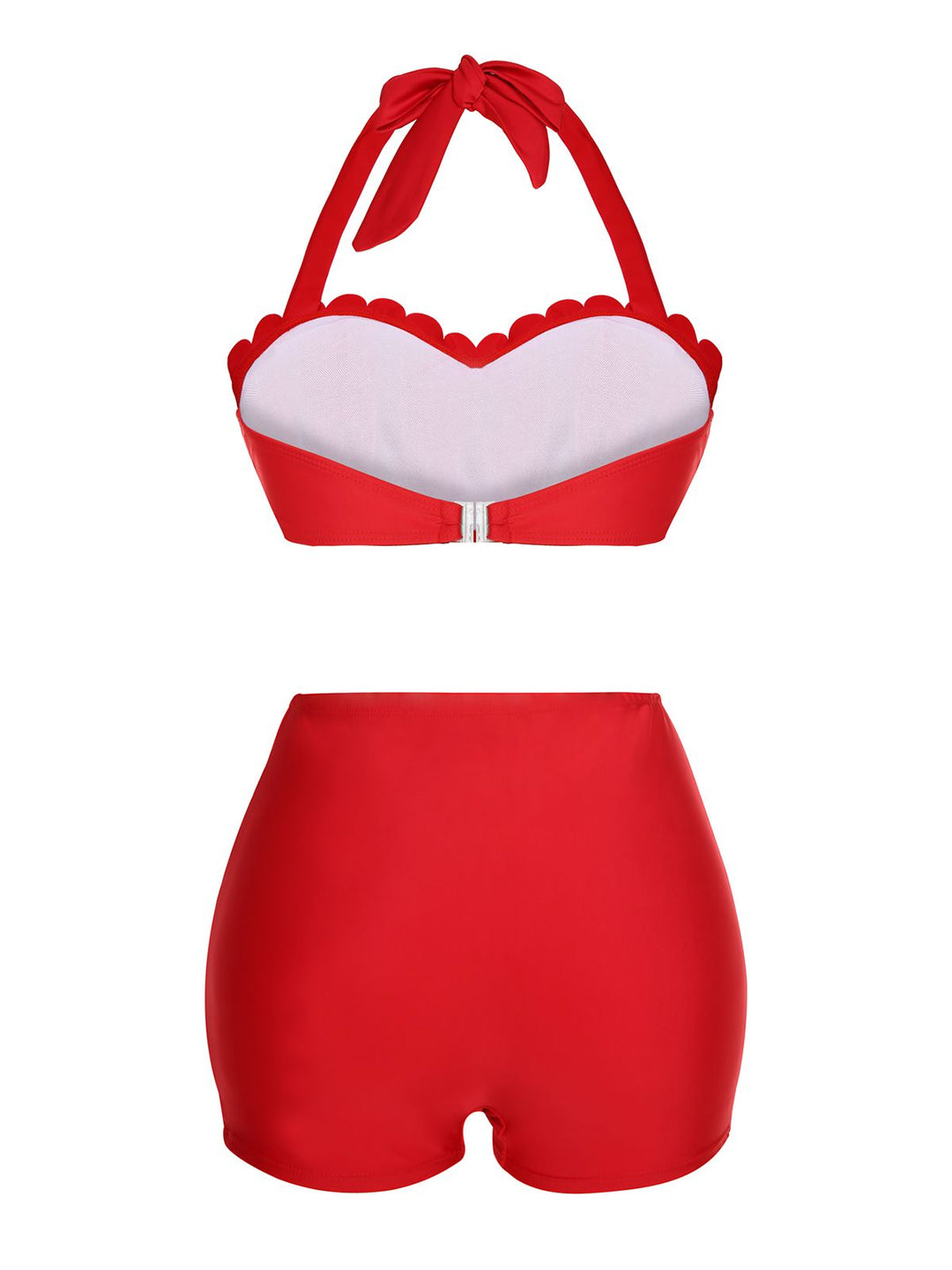 Red Button Ruffles Halter Swimsuit — vintage elegance for the modern woman