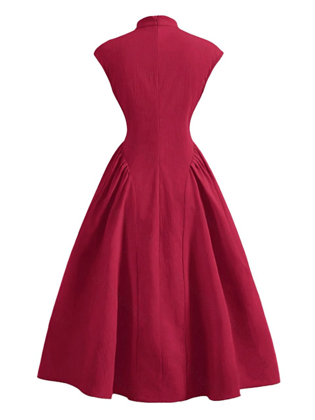 Red 1950s Cap Sleeve Stand Collar A-line Dress - vintage dress, retro fashion, rockabilly